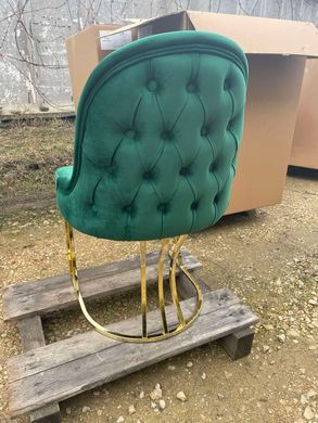 Обідній стілець RODOS GREEN VELVET GOLD (обідній стілець, обивка зеленого кольору, ножка-дуга золото металл)