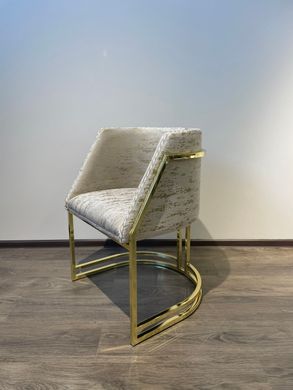 Scaun de sufragerie SOLO BEIGE BFG02 GOLD (scaun de sufragerie, tapițerie bej, picior arc din metal auriu)