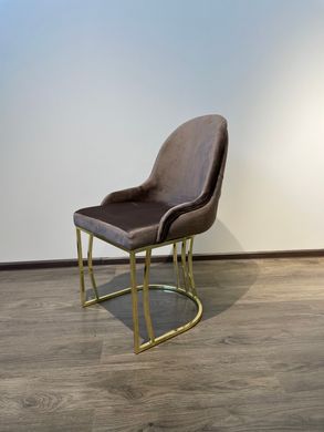 Стілець обідній RODOS MOKKO L04 GOLD (обідній стілець, обивка кольору мокко, ніжка-дуга золото металл)(29802)