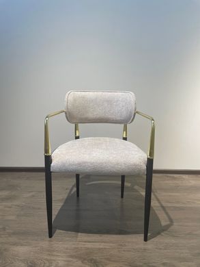 Scaun de sufragerie KORFU BEIGE B03 GOLD (scaun de sufragerie, tapițerie bej, picior arc din metal auriu)