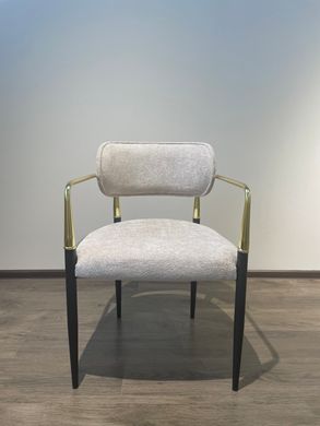 Обеденный стул KORFU BEIGE B03 GOLD (обеденный стул, обивка цвета беж, ножка-дуга золото металл)