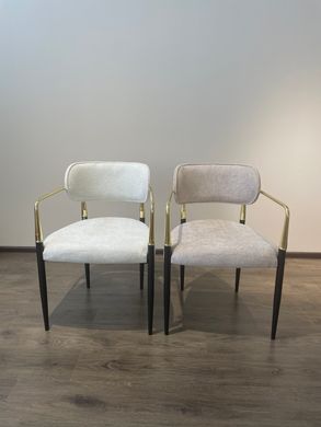 Обідній стілець KORFU CREAM B01 GOLD (обідній стілець, обивка кольору крем, ніжка-дуга золото металл)