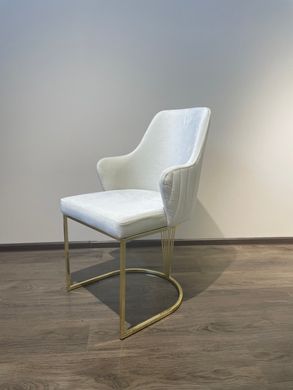 Обеденный стул MILOS CREAM L01 GOLD (обеденный стул, обивка цвета светлый беж, ножка-дуга золото металл))