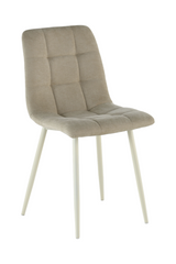 Cтілець обідній RIA BEIGE 55*46*89 (обідній стілець, спинка та сидіння дизайнерська тканина, кремові металеві ніжки)