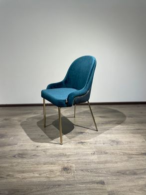 Scaun de sufragerie SYDNEY GREEN GOLD 50*49*90 (scaun de sufragerie, tapițerie turcoaz, picior din metal auriu)