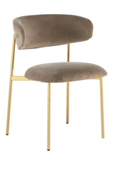 Cтілець обідній EVA CAPUCCINO/GOLD 54*58*80 (обідній стілець, спинка і сидіння велюр капучино кольору, золотисті металеві ніжки). (29857)