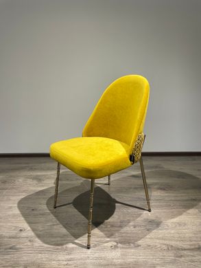 Обідній стілець CORSICA YELLOW GOLD 48*47*80 Стілець обідній RODOS MOKKO L04 GOLD (обідній стілець, обивка жовтого кольору, ніжки золото металл)