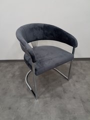 Обеденный стул SANTORINI ML6008 CHROME (обеденный стул, обивка серого цвета, ножка-дуга хром металл)