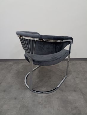 Обеденный стул SANTORINI ML6008 CHROME (обеденный стул, обивка серого цвета, ножка-дуга хром металл)