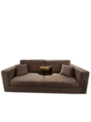 Canapea cu 3 locuri PORTOFINO BEJ-GRI М03 245*100*70 (cadru din lemn, umplutura PPU, tapițerie stofă, culoare bej-gri M03, decor auriu, completată cu 3 perne decorative)(29614)