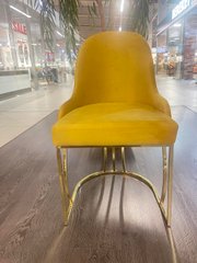 Обеденный стул RODOS GOLD ML09 GOLD (обеденный стул, обивка желтого цвета, ножка-дуга золото металл)