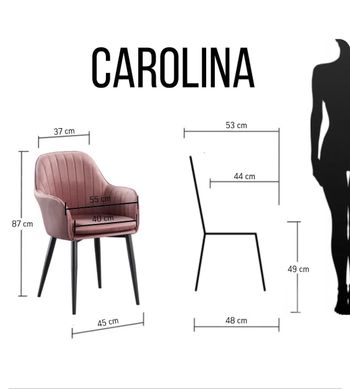 Крісло з підлокітниками обіднє сучасне Impulse Carolina, велюр/метал