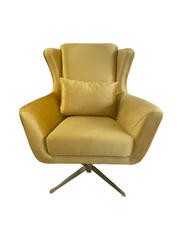 Кресло МОДЕНА ГОРЧИЦА L2006 с поворотным механизмом 78*83*100 (деревянный каркас, наполнитель PPU, обивка ткань, бежево-серый цвет M03, декор золото) (29718)