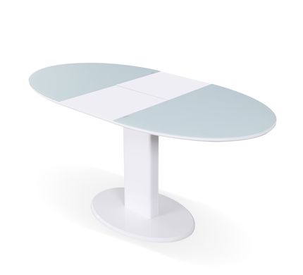 Стіл обідній Мілан (скло мат), TES MOBILI, скляна матова стільниця, колір білий, нога біла (28435)