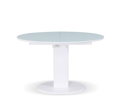Стіл обідній Мілан (скло мат), TES MOBILI, скляна матова стільниця, колір білий, нога біла (28435)