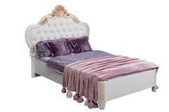 Кровать 1200 с мягким изголовьем из экокожи Белла Имар, цвет: белый, отделка: глянец, изголовье: экокожа (29310)