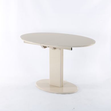 Стол обеденный Милан (стекло мат), TES MOBILI, стеклянная матовая столешница, цвет крем, нога крем (28435)