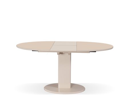 Стол обеденный Милан (стекло мат), TES MOBILI, стеклянная матовая столешница, цвет крем, нога крем (28435)
