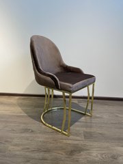 Scaun de sufragerie RODOS MOKKO L04 GOLD (scaun de sufragerie, tapițerie de culoare moca, picior arc din metal auriu)(29802)