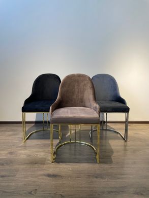 Обеденный стул RODOS DARK GRAY ВF29 CHROME (обеденный стул, обивка серого цвета, ножка-дуга серебро металл)(29803)