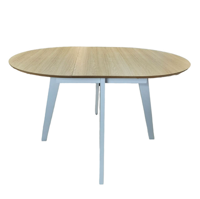 Стол обеденный раскладной деревянный МАРС, 1000/1400 круглый, MADE-IN-UKRAINE, Natural\White (29467)
