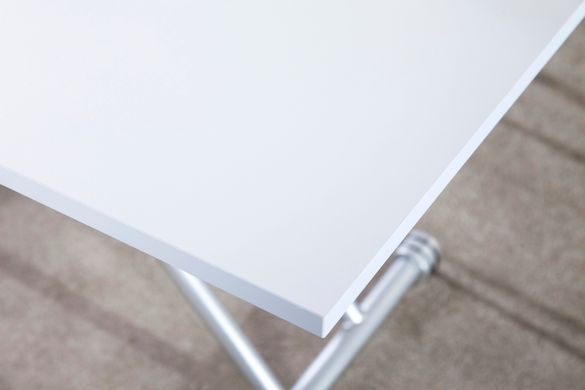 Стол трансформер РИМ-1 БЕЛЫЙ 57/114*100*38,7/76,5 (раскладной журнальный стол с механизмом, столешница МДФ с двусторонним меламином, цвет-белый, ножка металлическая серебро) (29684)
