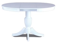 Стол обеденный раскладной деревянный АМФОРА, 1000/1400 круглый, на одной ножке, MADE-IN-UKRAINE, White (29482)