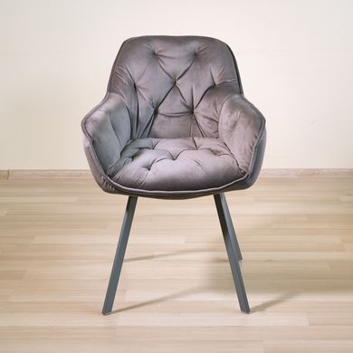 Крісло з підлокітниками обіднє сучасне Lounge Impulse Plus, велюр/метал, ткань Malcolm-32 (серый), нога серая (29519)