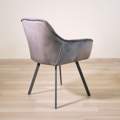 Крісло з підлокітниками обіднє сучасне Lounge Impulse Plus, велюр/метал, ткань Malcolm-32 (серый), нога серая (29519)