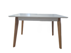 Стол обеденный раскладной деревянный МИЛАН, 1200/1600 прямоугольный, MADE-IN-UKRAINE, Natural\White (29470)