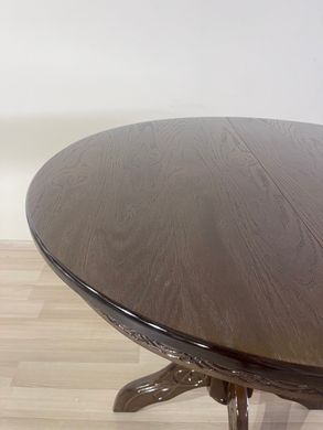 Стіл обідній розкладний дерев'яний Лео 90+30, круглий, MADE-IN-UKRAINE, горіх (29668)