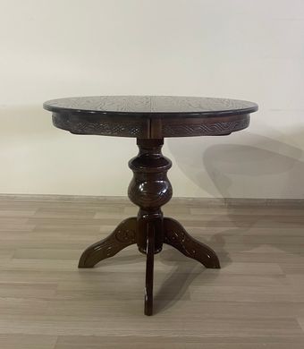 Стол обеденный раскладной деревянный Лео 90+30, круглый, MADE-IN-UKRAINE, орех (29668)