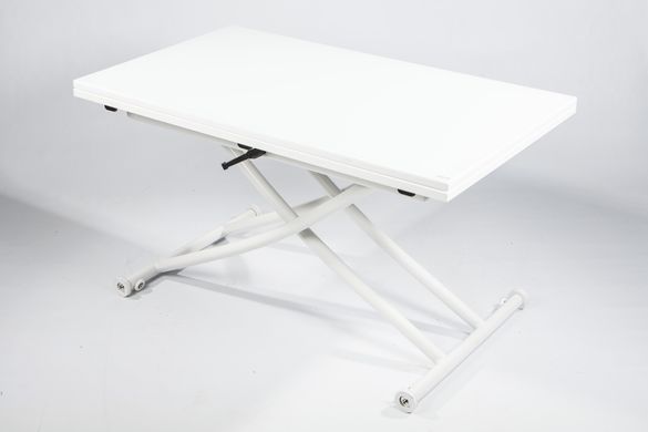 Стіл трансформер РИМ-1 БІЛИЙ ГЛЯНЕЦЬ 57/114*100*38,7/76,5 (розкладний стіл з механізмом, стільниця з МДФ білого кольору з глянсовим покриттям, ніжка з білого металу) (29691)