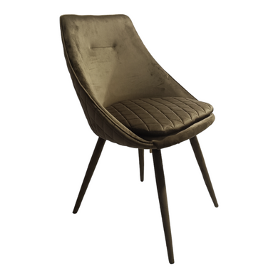 Scaun de sufragerie VALENCIA GRI 56*54*85 (scaun de sufragerie, spătar și șezut catifea gri, picioare metal negru acoperite cu catifea gri) (29789)