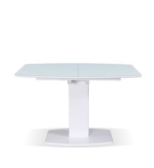 Masa pentru sufragerie Milan-1 (sticlă mată), TES MOBILI, blat din sticlă mată, culoare albă, picior alb(28436)