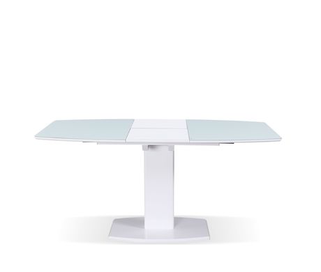 Стіл обідній Мілан-1 (скло мат), TES MOBILI, матова скляна стільниця, колір білий, нога біла (28436)