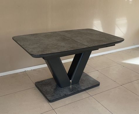 Стол обеденный Кембридж 140 см (стекло мат), TES MOBILI, матовая керамическая столешница, цвет серый, нога серая, декоративная вставка метал, опора метал (29127)