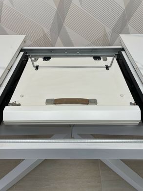 Masă de sufragerie TENERIFE MARMURĂ ALBĂ 140/190*90*76 (masă extensibilă cu mecanism, blat MDF marmură albă + marmură albă, picior metalic alb mat)(29573)