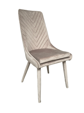 Обідній стілець АЛІКАНТЕ-4 БЕЖЕВИЙ КАПУЧИНО 62*43*104 (обідній стілець, спинка і сидіння вельвет бежевий капучино, ніжки чорний метал покриті велюром бежевий капучино) (29578)