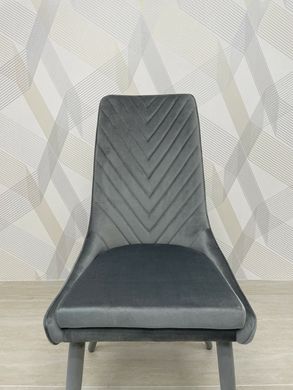 Обеденный стул АЛИКАНТЕ-4 СЕРЫЙ 62*43*104 (обеденный стул, спинка и сиденье вельвет серый, ножки черный металл покрыты серым вельветом) (29579)