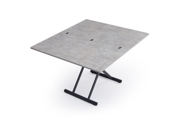 Стіл трансформер ТРЕНТО-Р БЕТОН 60/120*110*40/77,5 (розкладний стіл з механізмом, стільниця МДФ з двостороннім меламіном бетон, ніжка металева графіт) (29569)
