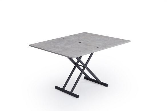 Стіл трансформер ТРЕНТО-Р БЕТОН 60/120*110*40/77,5 (розкладний стіл з механізмом, стільниця МДФ з двостороннім меламіном бетон, ніжка металева графіт) (29569)